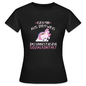Geh mir aus dem weg du unnötiger Sozialkontakt - Frauen T-Shirt - Schwarz - Vorne - AI Model Female 172 dark (172cm)