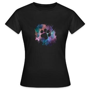 Pfotenabdruck Galaxie Hunde Hundeliebhaber Gassi - Frauen T-Shirt - Schwarz - Vorne - AI Model Female 172 dark (172cm)