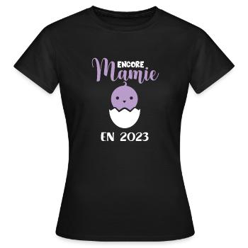 Encore Mamie 2023 Cadeau Naissance Future Grand Mè - T-shirt Femme - noir - Devant - AI Model Female 172 dark (172cm)