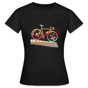 Drahtesel Draht - Esel ,witziges Shirt mit Fahrrad - Frauen T-Shirt - Schwarz - Vorne - AI Model Female 172 dark (172cm)