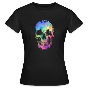 Colorful Skull Halloween Skeleton Rainbow - Women's T-Shirt - black - Front - AI Model Female 172 dark (172cm)