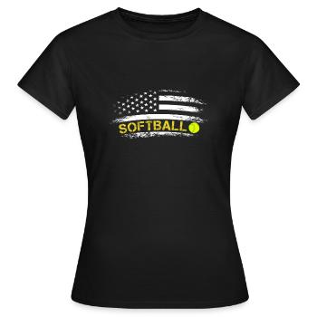 Patriotische Softballteam American Flag - Frauen T-Shirt - Schwarz - Vorne - AI Model Female 172 dark (172cm)