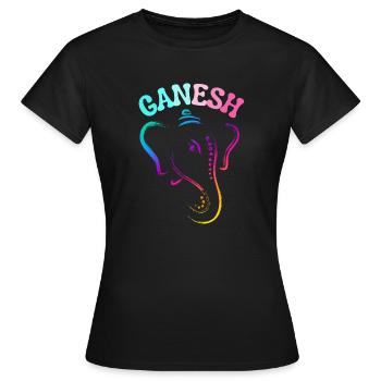 GANESH ELEPHANT GO Happy Ganesh Chaturthi - T-shirt Femme - noir - Devant - AI Model Female 172 dark (172cm)