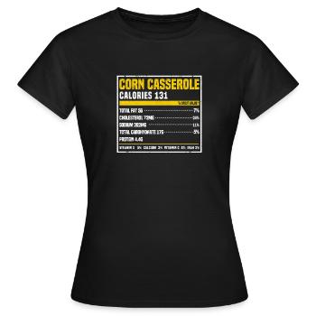 Casserole de maïs Informations nutritionnelles Nourriture de Thanksgiving - T-shirt Femme - noir - Devant - AI Model Female 172 dark (172cm)