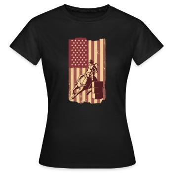 Tonneau de course de chevaux de course Tonneaux de chevaux - T-shirt Femme - noir - Devant - AI Model Female 172 dark (172cm)