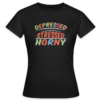 Déprimé Stressé Corné - T-shirt Femme - noir - Devant - AI Model Female 172 dark (172cm)