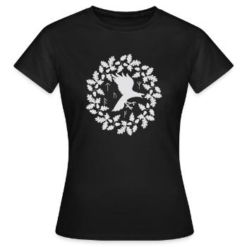 Viking characters Raven Celts Nordic symbols - Women's T-Shirt - black - Front - AI Model Female 172 dark (172cm)