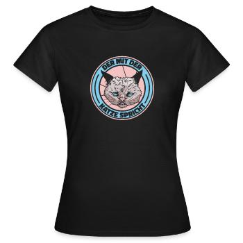 Katze Mietzekatze Hauskatze - Frauen T-Shirt - Schwarz - Vorne - AI Model Female 172 dark (172cm)