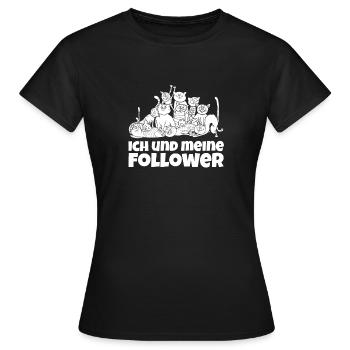 Katze Mietzekatze Hauskatze - Frauen T-Shirt - Schwarz - Vorne - AI Model Female 172 dark (172cm)