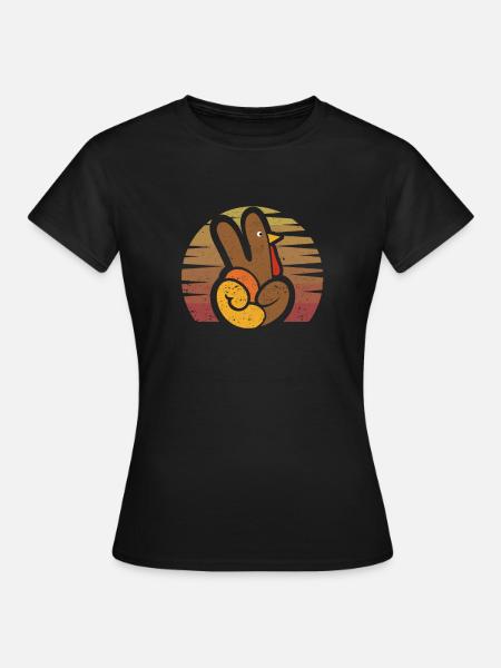 Peace Sign Türkei Hand Cool Thanksgiving Hippie - Frauen T-Shirt - Schwarz