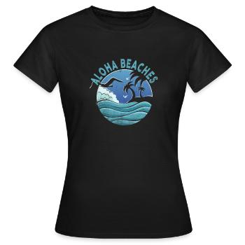 Plages d’Aloha Île tropicale d’été hawaïenne - T-shirt Femme - noir - Devant - AI Model Female 172 dark (172cm)