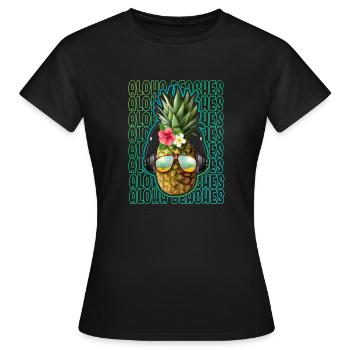 Plages d’Aloha Île tropicale d’été hawaïenne - T-shirt Femme - noir - Devant - AI Model Female 172 dark (172cm)