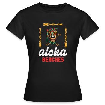 Plages d’Aloha Île tropicale d’été hawaïenne - T-shirt Femme - noir - Devant - AI Model Female 172 dark (172cm)