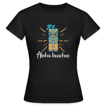 Plages d’Aloha Île tropicale d’été hawaïenne - T-shirt Femme - noir - Devant - AI Model Female 172 dark (172cm)