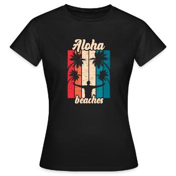 Plages d’Aloha Île tropicale d’été hawaïenne - T-shirt Femme - noir - Devant - AI Model Female 172 dark (172cm)