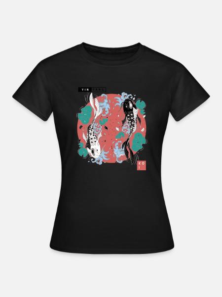 Yin Yang Koi - Frauen T-Shirt - Schwarz