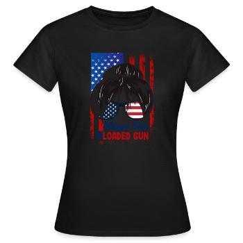 Messy Bun And Loaded Patriotic - Women's T-Shirt - black - Front - AI Model Female 172 dark (172cm)