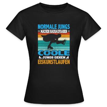 Normale Jungs Hausaufgaben coole Eiskunstlauf - Frauen T-Shirt - Schwarz - Vorne - AI Model Female 172 dark (172cm)