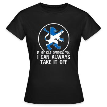 Si mon kilt vous offense, je peux toujours - T-shirt Femme - noir - Devant - AI Model Female 172 dark (172cm)