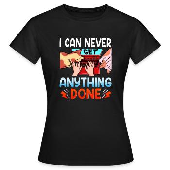 lustiges Katzenshirt fürs Homeoffice und Büro - Frauen T-Shirt - Schwarz - Vorne - AI Model Female 172 dark (172cm)