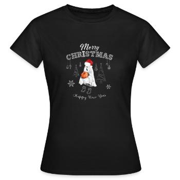 funny mery christmas and happy new year design boo - T-shirt Femme - noir - Devant - AI Model Female 172 dark (172cm)