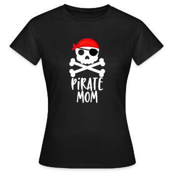 Skull and Crossbones Jolly Roger Pirate Mom - Frauen T-Shirt - Schwarz - Vorne - AI Model Female 172 dark (172cm)