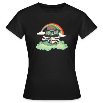 Beatnik Kawaii Frog Milk Carton Retro Vintage - Women's T-Shirt - black - Front - AI Model Female 172 dark (172cm)
