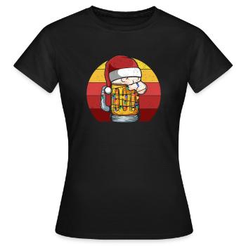 Tasse de bière de Noël Noël Cap Noël - T-shirt Femme - noir - Devant - AI Model Female 172 dark (172cm)