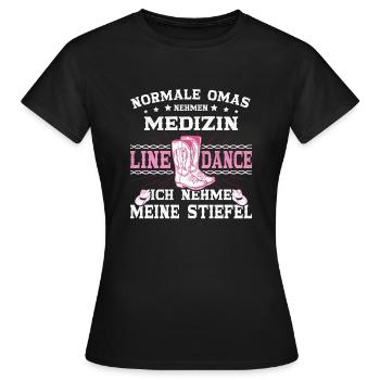Line Dance Outfit Oma Country Kleidung, Linedance - Frauen T-Shirt - Schwarz - Vorne - AI Model Female 172 dark (172cm)