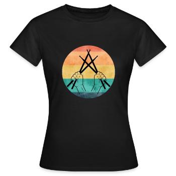 Drummer Drumsticks Retro Vintage T-Shirt - T-shirt Femme - noir - Devant - AI Model Female 172 dark (172cm)