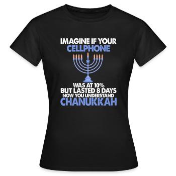 Chanukkah Jewish Funny Menorah - Women's T-Shirt - black - Front - AI Model Female 172 dark (172cm)