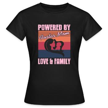 Powered By Foster Mom Love & Family Retro Present - Women's T-Shirt - black - Front - AI Model Female 172 dark (172cm)
