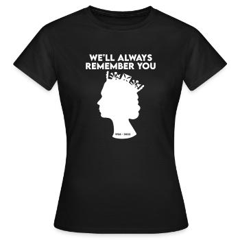 RIP Queen wir werden uns immer an dich erinnern - Frauen T-Shirt - Schwarz - Vorne - AI Model Female 172 dark (172cm)