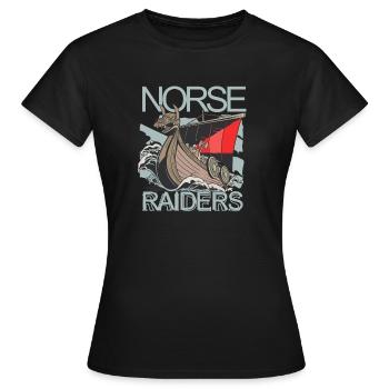Norse Raiders Nordic Robbers Vikings Norvège - T-shirt Femme - noir - Devant - AI Model Female 172 dark (172cm)