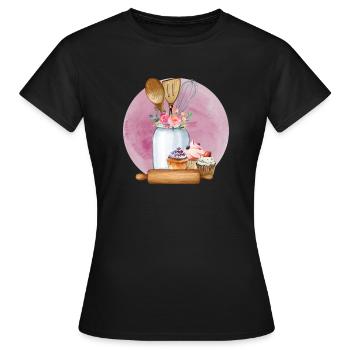 Boulangerie Baker Boulangerie Boulangerie Gâteau de confiserie - T-shirt Femme - noir - Devant - AI Model Female 172 dark (172cm)