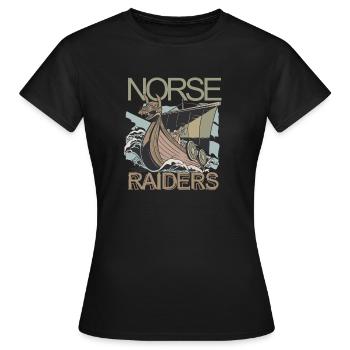 Norse Raiders Nordic Robbers Vikings Norway - Women's T-Shirt - black - Front - AI Model Female 172 dark (172cm)