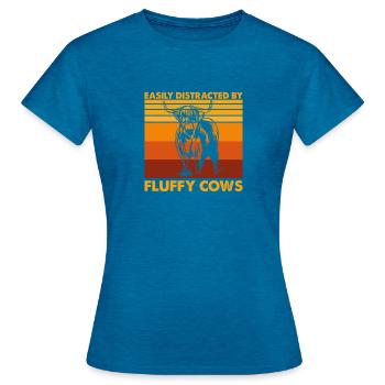 Easily Distracted By Highland Cattle - Cow Farm - Women's T-Shirt - antique blue sapphire heather - Front - AI Model Female 172 dark (172cm)