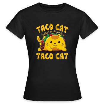Funny Cute Tacocat Taco Cat Spelled Backward - Women's T-Shirt - black - Front - AI Model Female 172 dark (172cm)