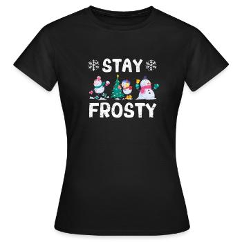 Lustiger Weihnachtspyjama Cooler Schneemann Xmas - Frauen T-Shirt - Schwarz - Vorne - AI Model Female 172 dark (172cm)