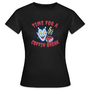 Halloween Kaffee lustiges Motiv Vampir - Frauen T-Shirt - Schwarz - Vorne - AI Model Female 172 dark (172cm)