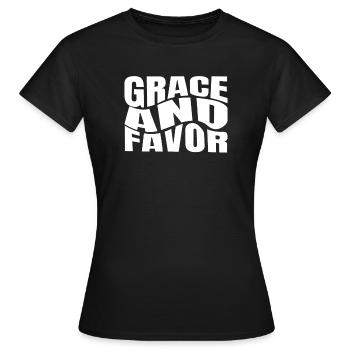 Grâce et faveur Citation Jésus Gog Foi - T-shirt Femme - noir - Devant - AI Model Female 172 dark (172cm)