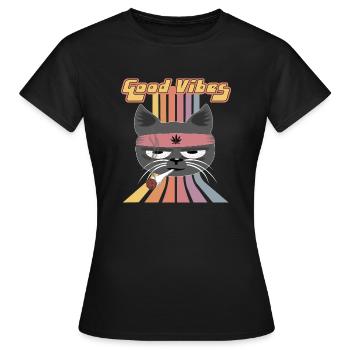 Bonne humeur Hippie Ganja Chat - T-shirt Femme - noir - Devant - AI Model Female 172 dark (172cm)