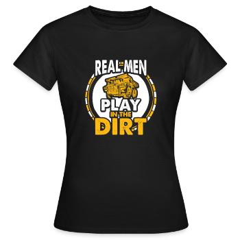 Echte Männer spielen im Dreck Bagger Baustelle - Frauen T-Shirt - Schwarz - Vorne - AI Model Female 172 dark (172cm)