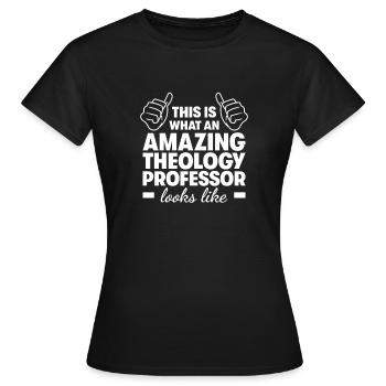 Professeur de théologie incroyable - T-shirt Femme - noir - Devant - AI Model Female 172 dark (172cm)