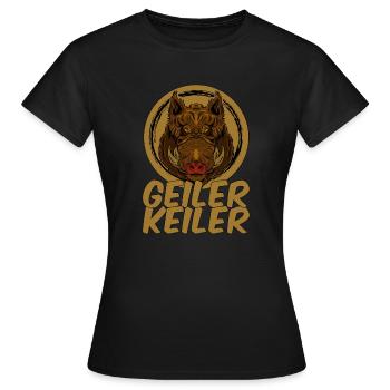 Geiler Keiler | Lustiges Wildschwein Jagd - Frauen T-Shirt - Schwarz - Vorne - AI Model Female 172 dark (172cm)