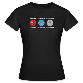 Protonelektronen -Neutron -Witze Science Physics - Frauen T-Shirt - Schwarz - Vorne - AI Model Female 172 dark (172cm)