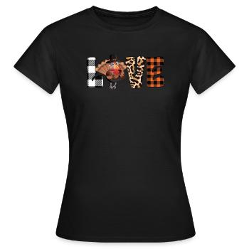 Liebe Truthahn Urlaub Glas Wein Leopard Styling - Frauen T-Shirt - Schwarz - Vorne - AI Model Female 172 dark (172cm)