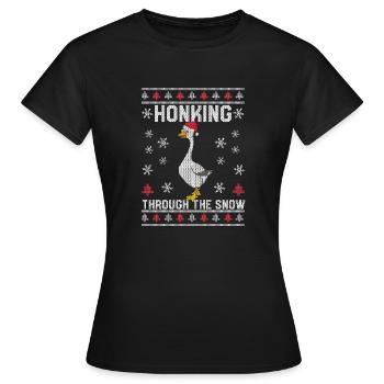 Klaxonner dans la neige Klaxonner noël - T-shirt Femme - noir - Devant - AI Model Female 172 dark (172cm)