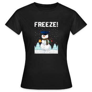 Policier Bonhomme de neige Police Navidad Policier Noël - T-shirt Femme - noir - Devant - AI Model Female 172 dark (172cm)