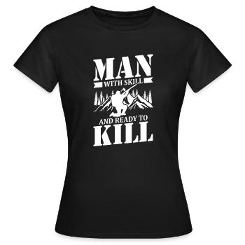 Coyote Jäger - Frauen T-Shirt - Schwarz - Vorne - AI Model Female 172 dark (172cm)